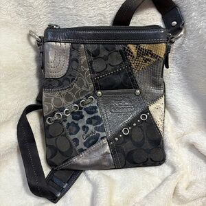 Coach Patchwork animal print woven crossbody bag original owner barley used